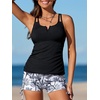 image:imageSummer Mae Tankini Swimsuits for Women 2026 Bathing Suits Top Ruched Two Piece Tummy Control VWire Modest Swim SuitsBlack Coconut Grove