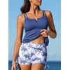 image:imageSummer Mae Tankini Swimsuits for Women 2026 Bathing Suits Top Ruched Two Piece Tummy Control VWire Modest Swim SuitsBlue Coconut Grove