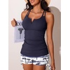 image:imageSummer Mae Tankini Swimsuits for Women 2026 Bathing Suits Top Ruched Two Piece Tummy Control VWire Modest Swim SuitsBlue Shadow on White