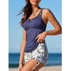 image:imageSummer Mae Tankini Swimsuits for Women 2026 Bathing Suits Top Ruched Two Piece Tummy Control VWire Modest Swim SuitsBluegray Bohemian