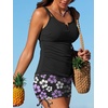 image:imageSummer Mae Tankini Swimsuits for Women 2026 Bathing Suits Top Ruched Two Piece Tummy Control VWire Modest Swim SuitsLight Purple Floral Print