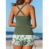 image:imageSummer Mae Tankini Swimsuits for Women 2026 Bathing Suits Top Ruched Two Piece Tummy Control VWire Modest Swim SuitsMonstera Leaf