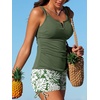 image:imageSummer Mae Tankini Swimsuits for Women 2026 Bathing Suits Top Ruched Two Piece Tummy Control VWire Modest Swim SuitsMonstera Leaf