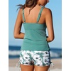 image:imageSummer Mae Tankini Swimsuits for Women 2026 Bathing Suits Top Ruched Two Piece Tummy Control VWire Modest Swim SuitsSolitary Silhouette Bloom