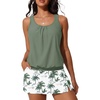 image:imageSummer Mae Blouson Womens Tankini Swimsuits with Skirt Modest Tummy Control Bathing Suits Side Pocket Swimwear 2026Green Shadow