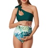 image:imageSummer Mae Maternity TwoPiece Swimsuit Bikini Set Cutout One Shoulder Bathing Suit Tie Side Pregnancy Swimwear Delicate Foliage Large