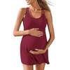 image:imageSummer Mae Ribbed Maternity One Piece Swimsuit Dress Wrap Bathing Suit with Builtin Pocket Short Swimwear Tie Knot SkirtBurgundy