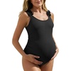 image:imageSummer Mae Ribbed Maternity One Piece Swimsuit Ruffle Wood Ears Bathing Suit Scoop Neck Pregnancy SwimwearBlack