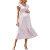 image:imageSummer Mae Smocked Maternity Dress for Baby Shower Photoshoot Ruffle Sleeve Midi Pregnancy Dresses Summer Flowy OutfitsViolet