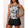 image:imageSummer Mae Blouson Womens Tankini Swimsuits Tummy Control Modest 2026 Two Piece with Sporty Pockets Bathing SuitsBlackandwhite Monstera
