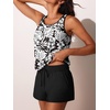 image:imageSummer Mae Blouson Womens Tankini Swimsuits Tummy Control Modest 2026 Two Piece with Sporty Pockets Bathing SuitsBlackandwhite Monstera