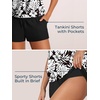 image:imageSummer Mae Blouson Womens Tankini Swimsuits Tummy Control Modest 2026 Two Piece with Sporty Pockets Bathing SuitsBlackandwhite Monstera