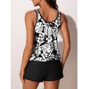 image:imageSummer Mae Blouson Womens Tankini Swimsuits Tummy Control Modest 2026 Two Piece with Sporty Pockets Bathing SuitsBlackandwhite Monstera