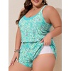image:imageSummer Mae Plus Size Swim Romper Women One Piece Swimsuit Blouson Bathing Suit with Pockets 2026 Modest SwimwearBlue Flower Clusters