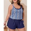 image:imageSummer Mae Plus Size Swim Romper Women One Piece Swimsuit Blouson Bathing Suit with Pockets 2026 Modest SwimwearTriangle Zebra