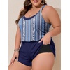 image:imageSummer Mae Plus Size Swim Romper Women One Piece Swimsuit Blouson Bathing Suit with Pockets 2026 Modest SwimwearTriangle Zebra