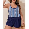 image:imageSummer Mae Plus Size Swim Romper Women One Piece Swimsuit Blouson Bathing Suit with Pockets 2026 Modest SwimwearTriangle Zebra