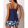 image:imageSummer Mae Blouson Womens Tankini Swimsuits 2026 Modest Tummy Control Bathing Suits Swim Shorts with Pockets for BeachPop Hibiscus