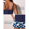 image:imageSummer Mae Blouson Womens Tankini Swimsuits 2026 Modest Tummy Control Bathing Suits Swim Shorts with Pockets for BeachPop Hibiscus