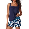 image:imageSummer Mae Blouson Womens Tankini Swimsuits 2026 Modest Tummy Control Bathing Suits Swim Shorts with Pockets for BeachPop Hibiscus