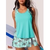 image:imageSummer Mae Modest Tankini Swimsuits for Women Tummy Coverage Bathing Suit  2026 Tankini with Highwaist Skirt Blouson Bathing Suit Builtin Shorts with Pockets Removable PadsGlow Leopard Palm