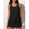 image:imageSummer Mae Modest Tankini Swimsuits for Women Tummy Coverage Bathing Suit  2026 Tankini with Highwaist Skirt Blouson Bathing Suit Builtin Shorts with Pockets Removable PadsBlack