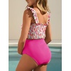 image:imageSummer Mae Maternity Swimsuit Ruffled Two Piece Bikini High Waist Swimwear  Pregnancy bathing suitShirred bandeau topRuffle hemRemovable PadsHighstretchCuteFloralStrapless bikiniBeachBabymoonRed Scrawlflower