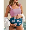 image:imageSummer Mae Maternity Swimsuit Ruffled Two Piece Bikini High Waist Swimwear  Pregnancy bathing suitShirred bandeau topRuffle hemRemovable PadsHighstretchCuteFloralStrapless bikiniBeachBabymoonPink