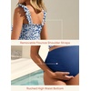 image:imageSummer Mae Maternity Swimsuit Ruffled Two Piece Bikini High Waist Swimwear  Pregnancy bathing suitShirred bandeau topRuffle hemRemovable PadsHighstretchCuteFloralStrapless bikiniBeachBabymoonBlue Floating Flower