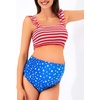image:imageSummer Mae Maternity Swimsuit Ruffled Two Piece Bikini High Waist Swimwear  Pregnancy bathing suitShirred bandeau topRuffle hemRemovable PadsHighstretchCuteFloralStrapless bikiniBeachBabymoonFlag