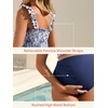 image:imageSummer Mae Maternity Swimsuit Ruffled Two Piece Bikini High Waist Swimwear  Pregnancy bathing suitShirred bandeau topRuffle hemRemovable PadsHighstretchCuteFloralStrapless bikiniBeachBabymoonDewdrop Blooms