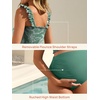 image:imageSummer Mae Maternity Swimsuit Ruffled Two Piece Bikini High Waist Swimwear  Pregnancy bathing suitShirred bandeau topRuffle hemRemovable PadsHighstretchCuteFloralStrapless bikiniBeachBabymoonGreen Floral