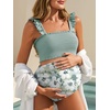 image:imageSummer Mae Maternity Swimsuit Ruffled Two Piece Bikini High Waist Swimwear  Pregnancy bathing suitShirred bandeau topRuffle hemRemovable PadsHighstretchCuteFloralStrapless bikiniBeachBabymoonSolitary Silhouette Bloom