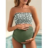 image:imageSummer Mae Maternity Swimsuit Ruffled Two Piece Bikini High Waist Swimwear  Pregnancy bathing suitShirred bandeau topRuffle hemRemovable PadsHighstretchCuteFloralStrapless bikiniBeachBabymoonGarden Veil Bliss