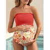 image:imageSummer Mae Maternity Swimsuit Ruffled Two Piece Bikini High Waist Swimwear  Pregnancy bathing suitShirred bandeau topRuffle hemRemovable PadsHighstretchCuteFloralStrapless bikiniBeachBabymoonPink Flower Vine