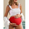 image:imageSummer Mae Maternity Swimsuit Ruffled Two Piece Bikini High Waist Swimwear  Pregnancy bathing suitShirred bandeau topRuffle hemRemovable PadsHighstretchCuteFloralStrapless bikiniBeachBabymoonBeatific Polka Dot