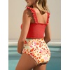 image:imageSummer Mae Maternity Swimsuit Ruffled Two Piece Bikini High Waist Swimwear  Pregnancy bathing suitShirred bandeau topRuffle hemRemovable PadsHighstretchCuteFloralStrapless bikiniBeachBabymoonPink Flower Vine