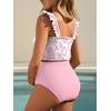 image:imageSummer Mae Maternity Swimsuit Ruffled Two Piece Bikini High Waist Swimwear  Pregnancy bathing suitShirred bandeau topRuffle hemRemovable PadsHighstretchCuteFloralStrapless bikiniBeachBabymoonLarge Pink Flowers
