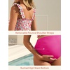 image:imageSummer Mae Maternity Swimsuit Ruffled Two Piece Bikini High Waist Swimwear  Pregnancy bathing suitShirred bandeau topRuffle hemRemovable PadsHighstretchCuteFloralStrapless bikiniBeachBabymoonRed Scrawlflower