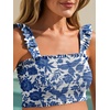 image:imageSummer Mae Maternity Swimsuit Ruffled Two Piece Bikini High Waist Swimwear  Pregnancy bathing suitShirred bandeau topRuffle hemRemovable PadsHighstretchCuteFloralStrapless bikiniBeachBabymoonWhite Floral