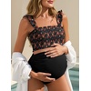 image:imageSummer Mae Maternity Swimsuit Ruffled Two Piece Bikini High Waist Swimwear  Pregnancy bathing suitShirred bandeau topRuffle hemRemovable PadsHighstretchCuteFloralStrapless bikiniBeachBabymoonGaudy Raiment