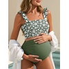image:imageSummer Mae Maternity Swimsuit Ruffled Two Piece Bikini High Waist Swimwear  Pregnancy bathing suitShirred bandeau topRuffle hemRemovable PadsHighstretchCuteFloralStrapless bikiniBeachBabymoonGarden Veil Bliss