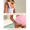 image:imageSummer Mae Maternity Swimsuit Ruffled Two Piece Bikini High Waist Swimwear  Pregnancy bathing suitShirred bandeau topRuffle hemRemovable PadsHighstretchCuteFloralStrapless bikiniBeachBabymoonLarge Pink Flowers