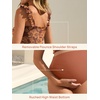 image:imageSummer Mae Maternity Swimsuit Ruffled Two Piece Bikini High Waist Swimwear  Pregnancy bathing suitShirred bandeau topRuffle hemRemovable PadsHighstretchCuteFloralStrapless bikiniBeachBabymoonHibiscus Flower