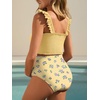 image:imageSummer Mae Maternity Swimsuit Ruffled Two Piece Bikini High Waist Swimwear  Pregnancy bathing suitShirred bandeau topRuffle hemRemovable PadsHighstretchCuteFloralStrapless bikiniBeachBabymoonPurple Floral Print