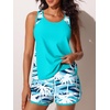 image:imageSummer Mae Blouson Womens Tankini Swimsuits Tummy Control Bathing Suits  Swim shorts with pocketsmodest top with removable padded2piece swimwear 2026 for beachpoolcruiseCoconut Tree on the Sea