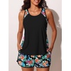 image:imageSummer Mae Blouson Womens Tankini Swimsuits Tummy Control Bathing Suits  Swim shorts with pocketsmodest top with removable padded2piece swimwear 2026 for beachpoolcruiseMulticolor Flora