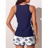 image:imageSummer Mae Blouson Womens Tankini Swimsuits Tummy Control Bathing Suits  Swim shorts with pocketsmodest top with removable padded2piece swimwear 2026 for beachpoolcruiseBlue Shadow Palm