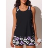 image:imageSummer Mae Blouson Womens Tankini Swimsuits Tummy Control Bathing Suits  Swim shorts with pocketsmodest top with removable padded2piece swimwear 2026 for beachpoolcruiseLight Purple Floral