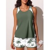 image:imageSummer Mae Blouson Womens Tankini Swimsuits Tummy Control Bathing Suits  Swim shorts with pocketsmodest top with removable padded2piece swimwear 2026 for beachpoolcruiseGreen Shadowa